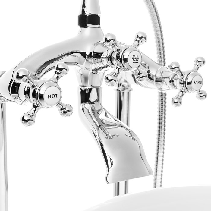 AKDY 1 Handle Floor Mounted Clawfoot Tub Faucet with Diverter and